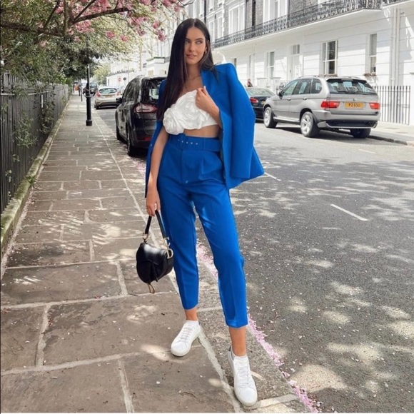 💙 ZARA 2 Piece Lapelless Blazer & Pants Set 💙 - Picture 2 of 6